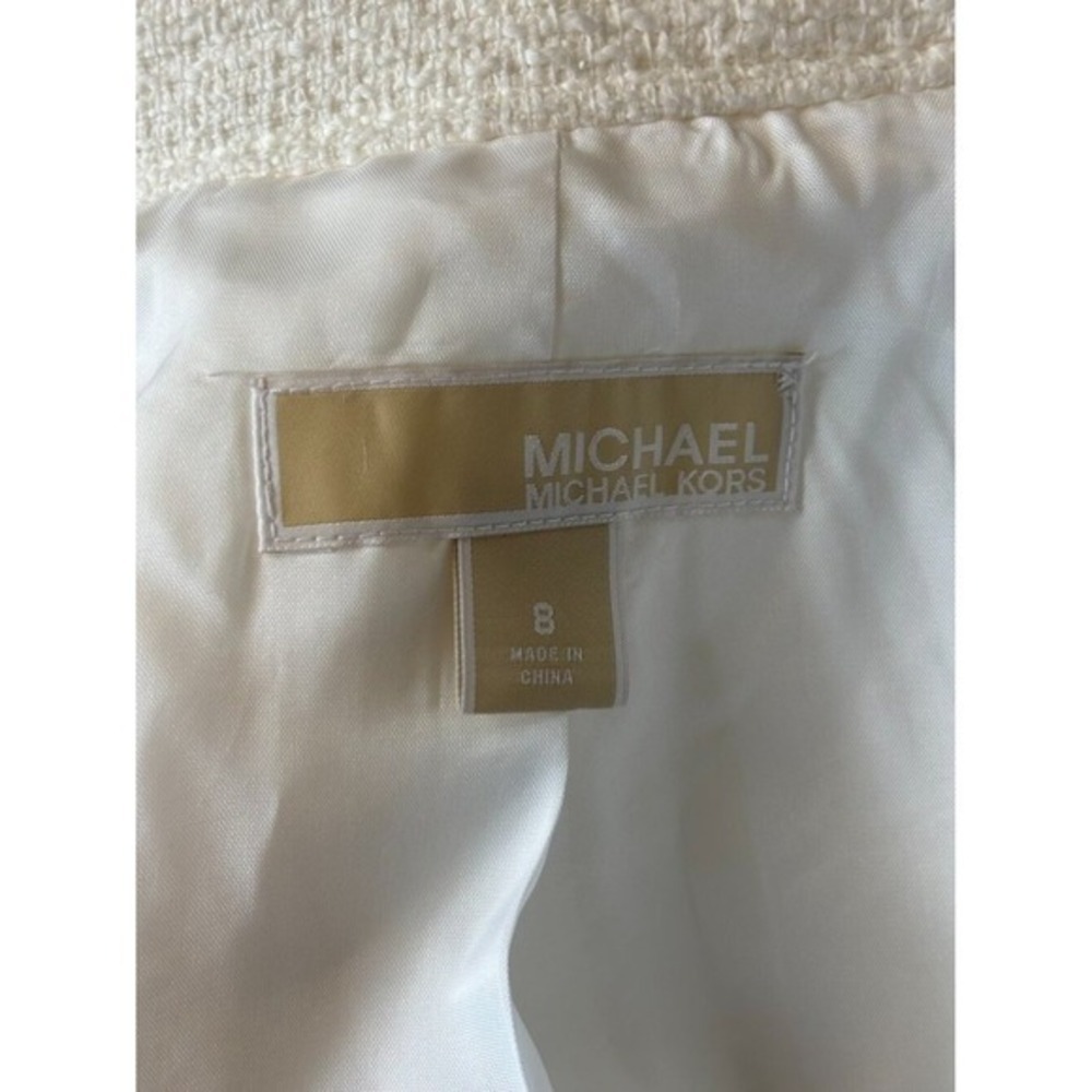 Michael Kors White Moto Jacket Textured Zip Jacket  8 Ladylike Biker Consign - Picture 7 of 12